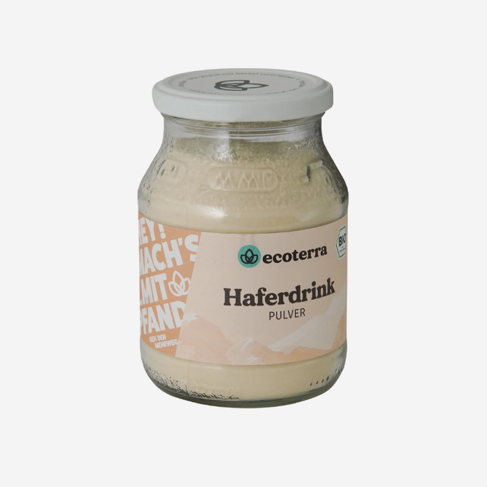 Organic oat drink powder 360g in a cardboard container