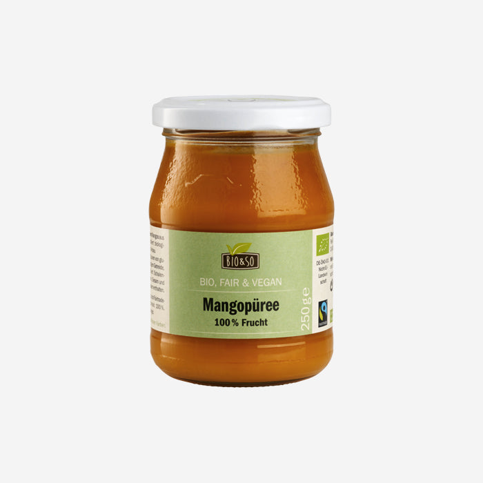 Organic Mango Puree 250g in a returnable glass jar