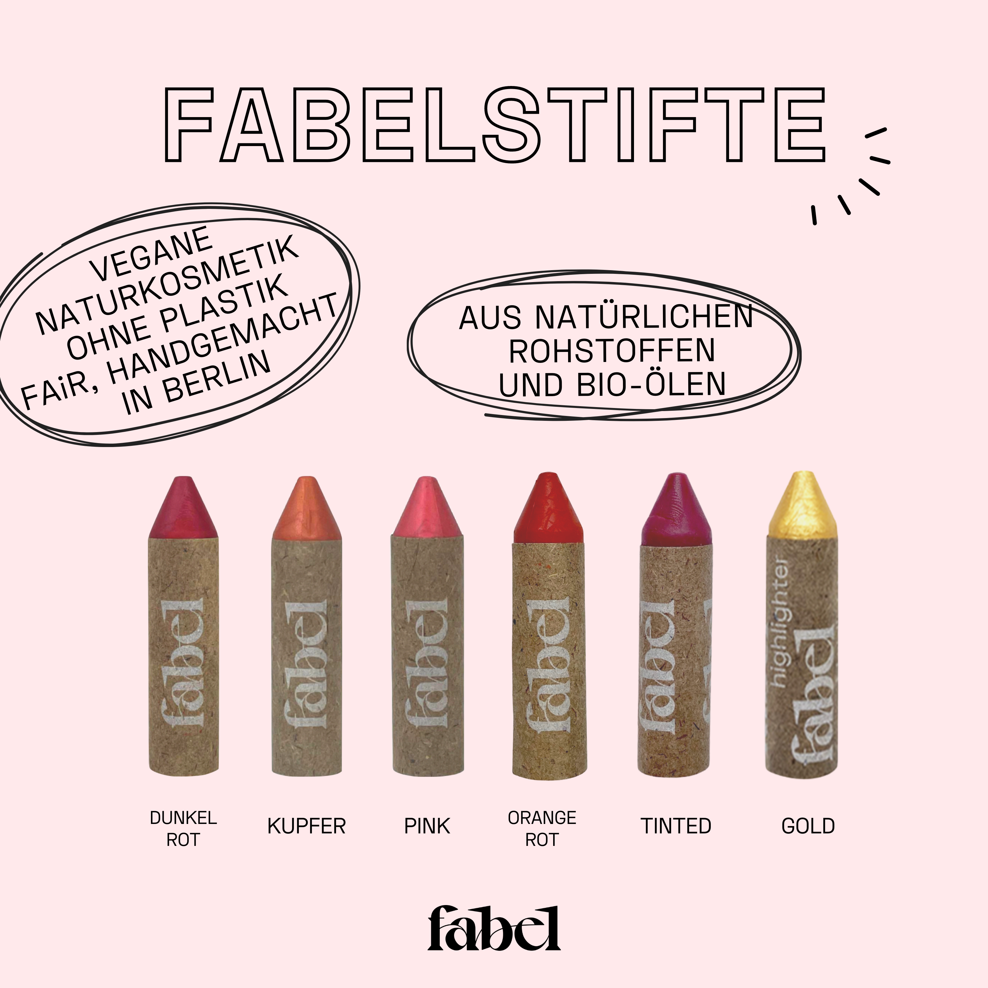 Fabelstifte-3er Set - Naturkosmetik Schminkstift (vegan) von Fabel