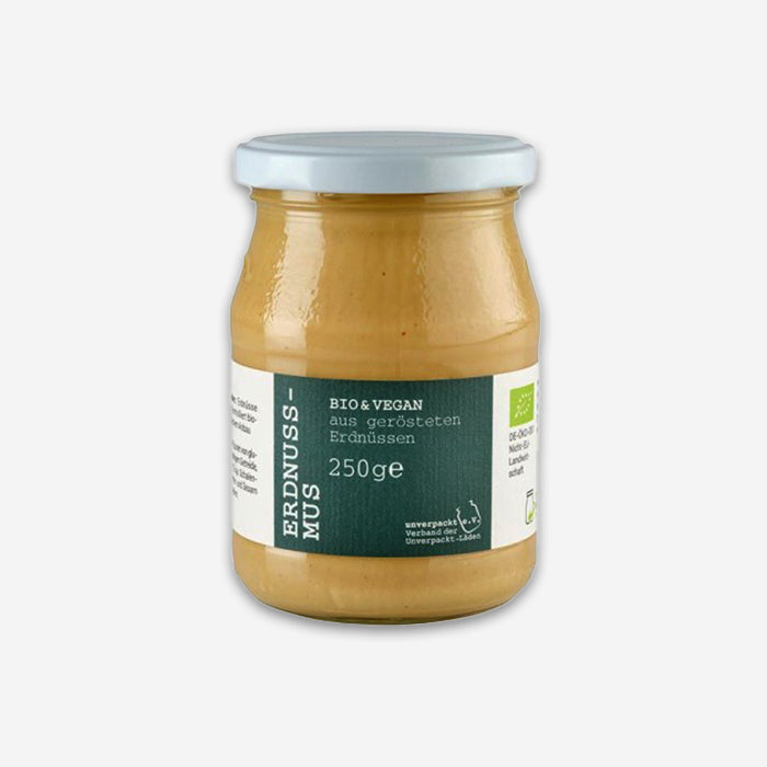 Organic Peanut Butter 250g in a returnable glass jar