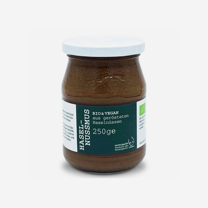 Organic hazelnut butter 250g in a returnable glass jar