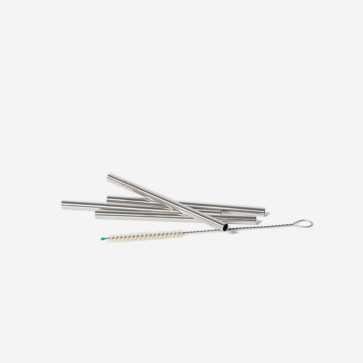 Set of 4 stainless steel drinking straws short, 15 cm