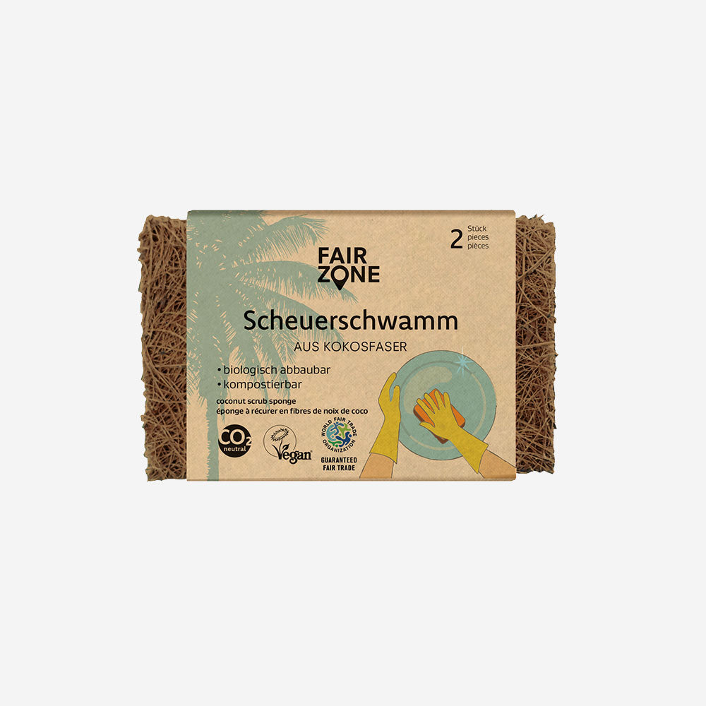 dishwashing sponge made of coconut fibers
