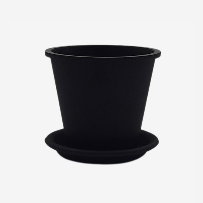 Pflanz- und Anzuchttöpfe aus Naturkautschuk, wahlweise mit Untersetzer