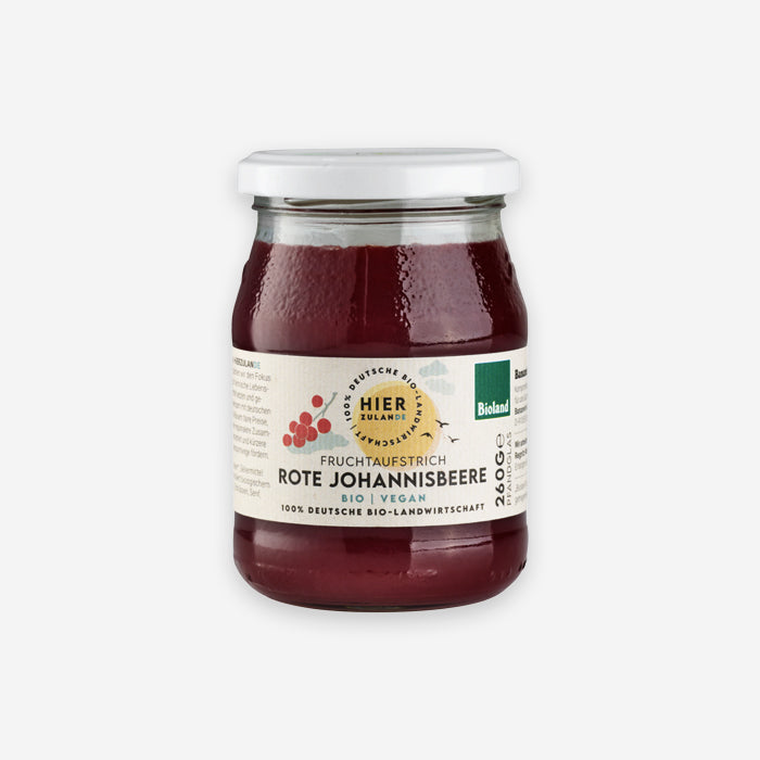 Organic fruit spread 260g in a returnable glass jar, various varieties