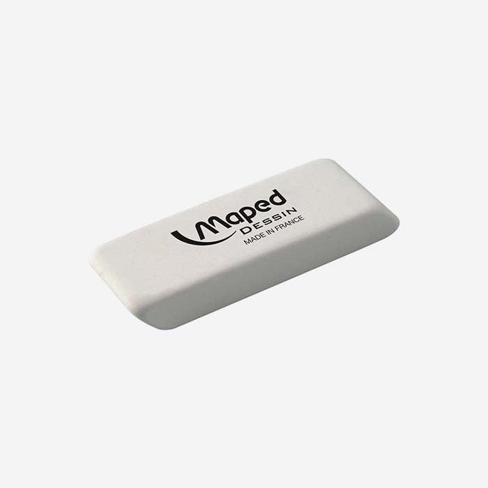Eraser made of natural rubber, white