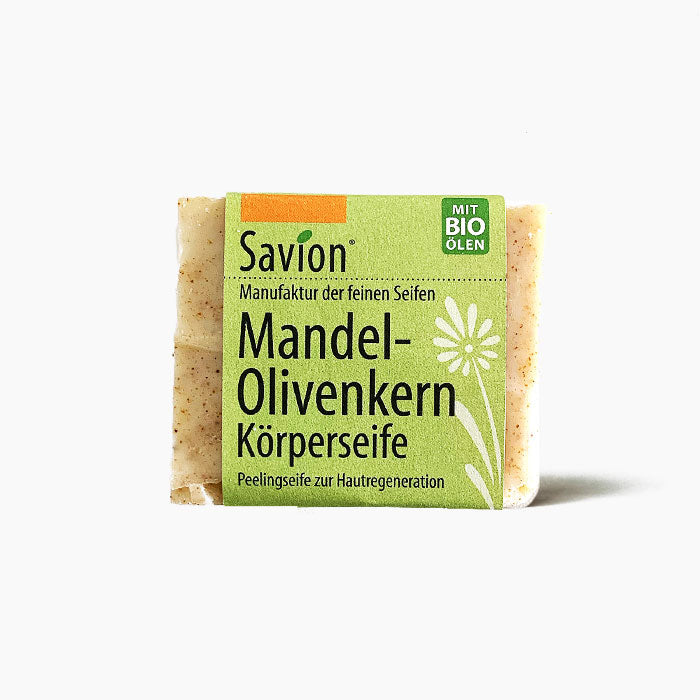 Körperseife mit Peeling aus Mandel- und Olivenkern