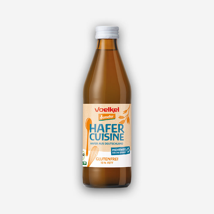 organic oat cuisine in a returnable bottle