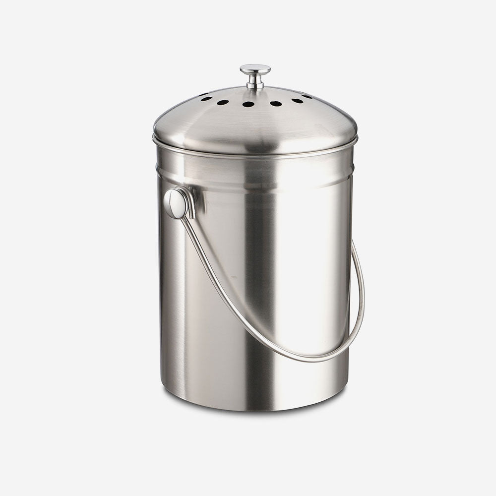 biomüll aufbewahrung Biomüll-Abfalleimer 4,5 Liter, aus Edelstahl inkl. Kohlefilter