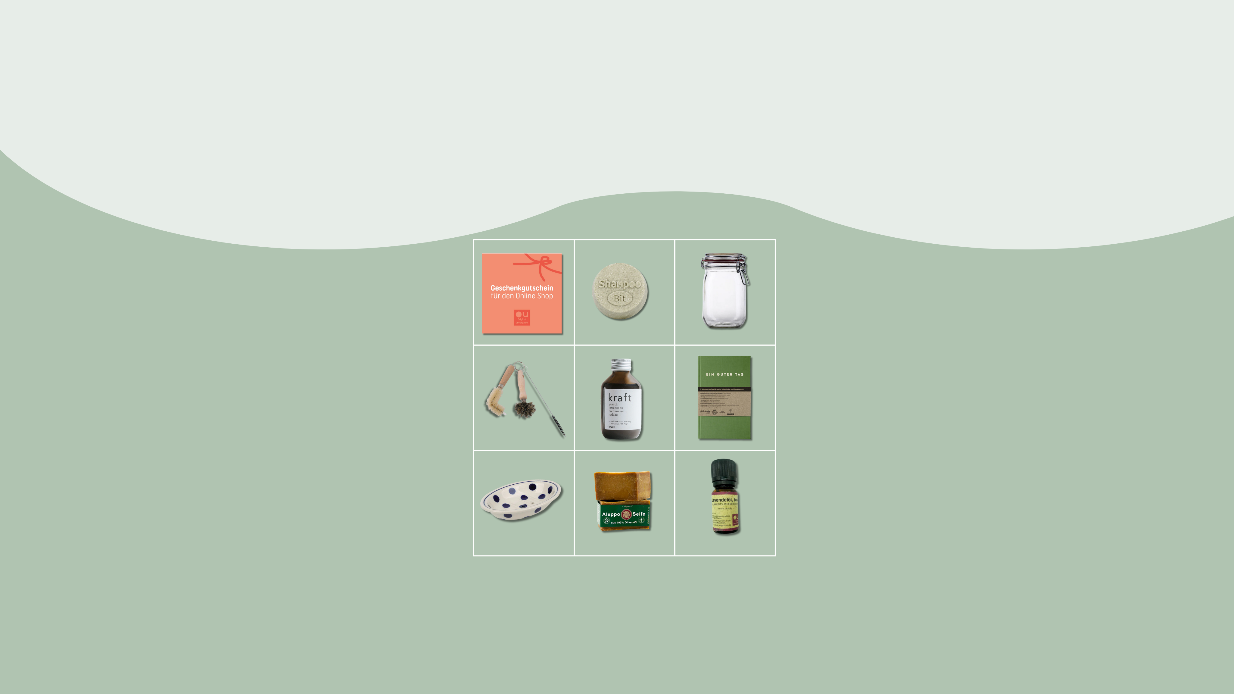 Zero-Waste-Geschenkguide mit verschiedenen nachhaltigen Geschenkideen wie plastikfreien Pflegeprodukten, wiederverwendbaren Alltagshelfern und liebevoll verpackten umweltfreundlichen Geschenken.