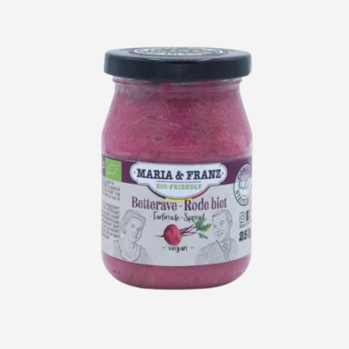 Vegan organic spread in a returnable glass jar, various varieties 