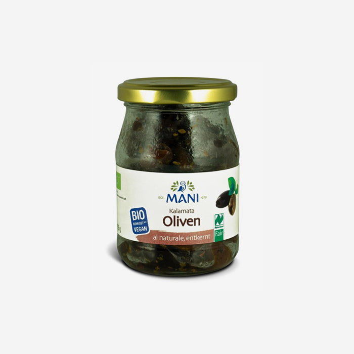 Bio Kalamata Oliven entkernt 155g im Pfandglas